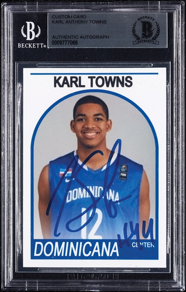 Karl Anthony Towns Signed Dominicana Custom Card (BAS)