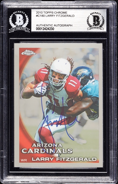 Larry Fitzgerald Signed 2010 Topps Chrome No. C180 (BAS)