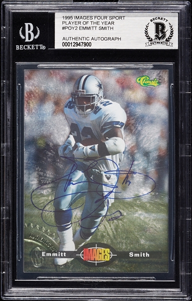 Emmitt Smith Signed 1995 Classic Images Four Sports Player of the Month (BAS)