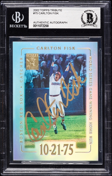 Carlton Fisk Signed 2002 Topps Tribute No. 75 (BAS)