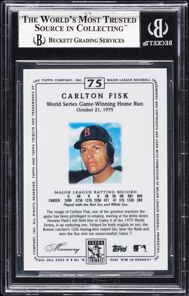 Carlton Fisk Signed 2002 Topps Tribute No. 75 (BAS)