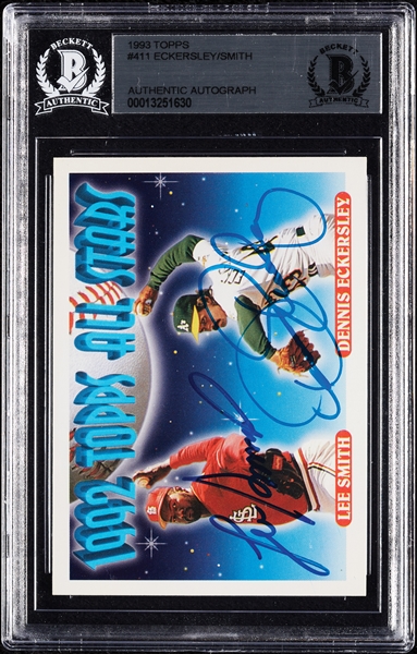 Lee Smith & Dennis Eckersley Signed 1993 Topps All-Stars No. 411 (BAS)