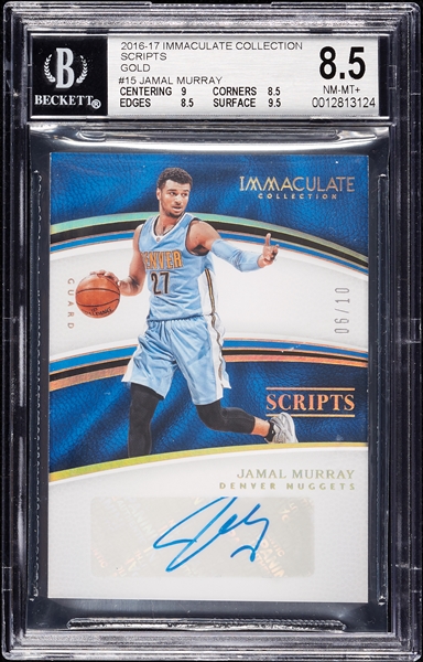 Jamal Murray Signed 2016 Immaculate Collection Scripts Gold RC (6/10) BGS 8.5 (AUTO 9)
