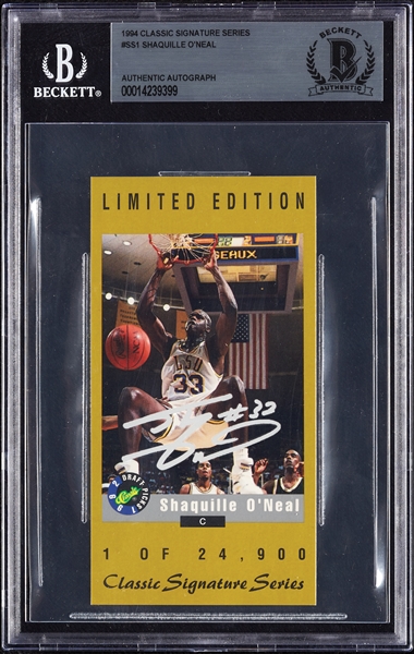 Shaquille O'Neal Signed 1994 Classic Signature Series No. SS1 (BAS)