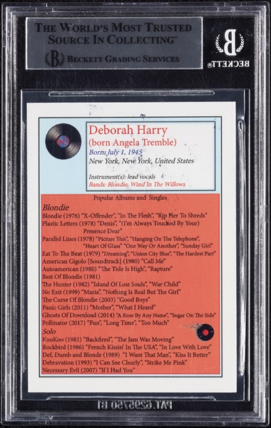 Deborah Harry Signed 2018-20 J2 Cards Classic Rock B&W Variation (BAS)
