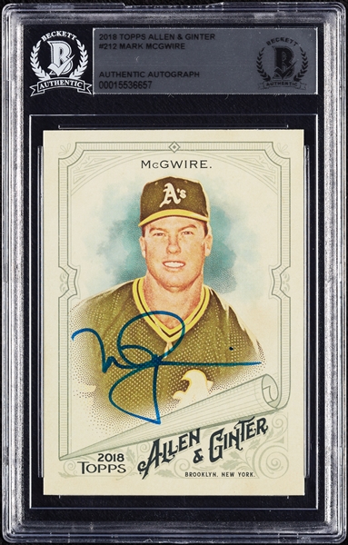 Mark McGwire Signed 2018 Topps Allen & Ginter No. 212 (BAS)