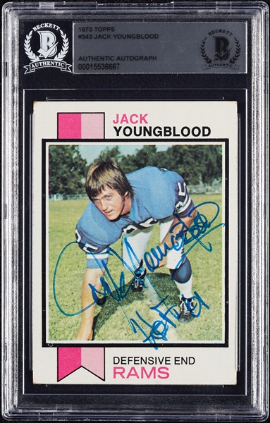 Jack Youngblood Signed 1973 Topps RC No. 343 (BAS)