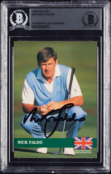 Nick Faldo Signed 1992 Pro Set RC No. E15 (BAS)