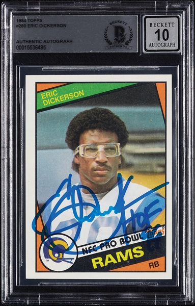 Eric Dickerson Signed 1984 Topps RC No. 280 (Graded BAS 10)