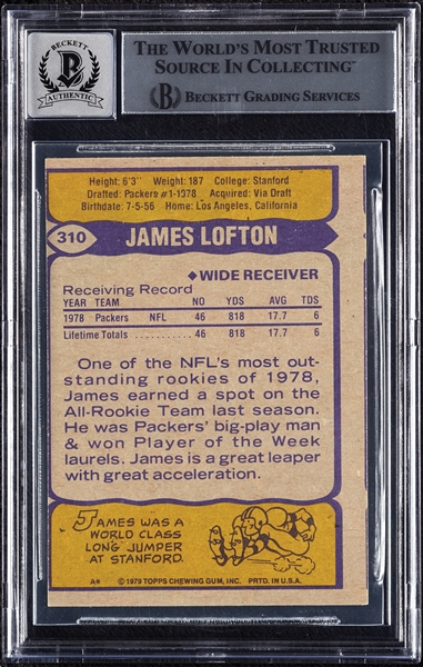 James Lofton Signed 1979 Topps RC No. 310 (Graded BAS 10)