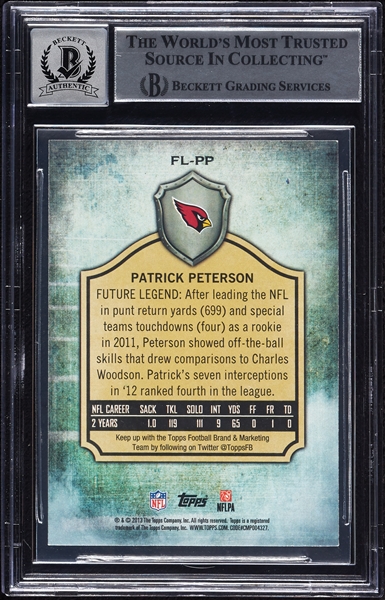 Patrick Peterson Signed 2013 Topps Future Legends (Graded BAS 10)