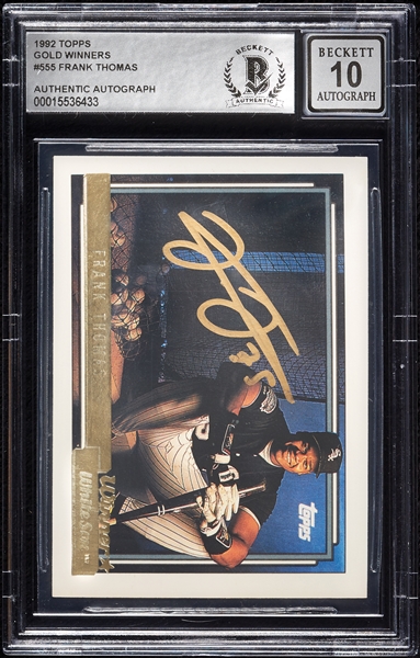 Frank Thomas Signed 1992 Topps Gold Winners No. 555 (Graded BAS 10)