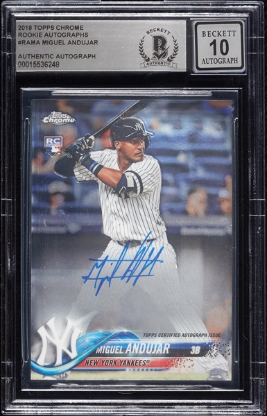 Miguel Andujar Signed 2018 Topps Chrome Rookie Autographs (Graded BAS 10)