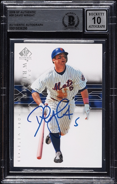 David Wright Signed 2008 SP Authentic No. 38 (Graded BAS 10)