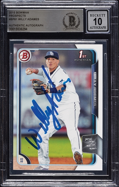 Willy Adames Signed 2015 Bowman Prospects RC No. 61 (Graded BAS 10)