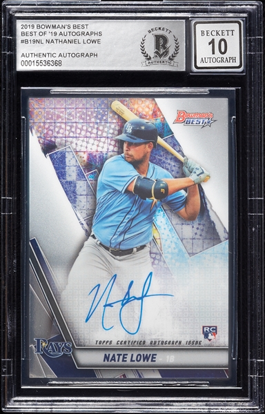 Nate Lowe Signed 2019 Bowman's Best Best of the '19 Autographs (Graded BAS 10)