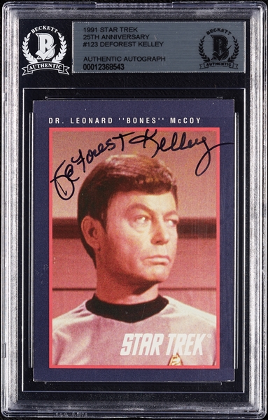 DeForest Kelley Signed 1991 Star Trek 25th Anniversary No. 123 (BAS)