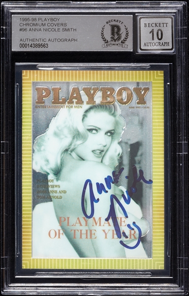 Anna Nicole Smith Signed 1995-98 Playboy Chromium Covers No. 96 (Graded BAS 10)
