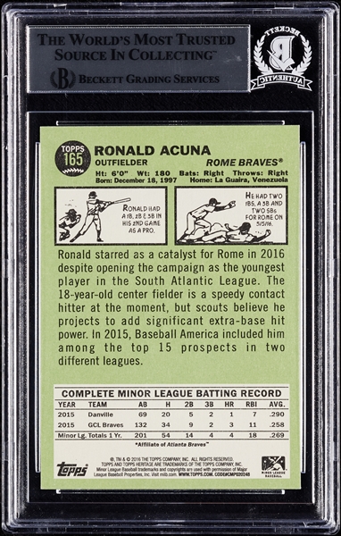 Ronald Acuna Signed 2016 Topps Heritage Minors RC No. 165 (BAS)