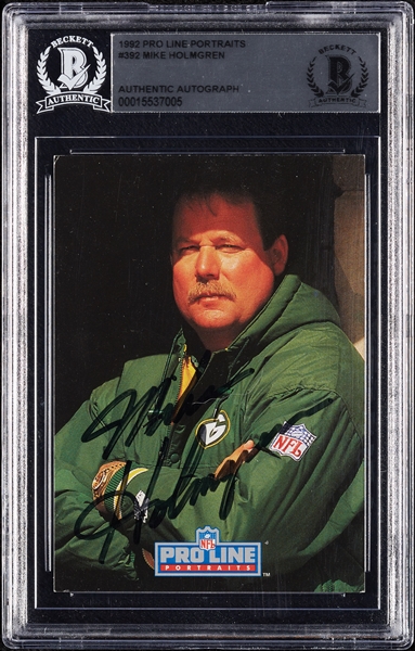 Mike Holmgren Signed 1992 Pro Line Portraits No. 392 (BAS)