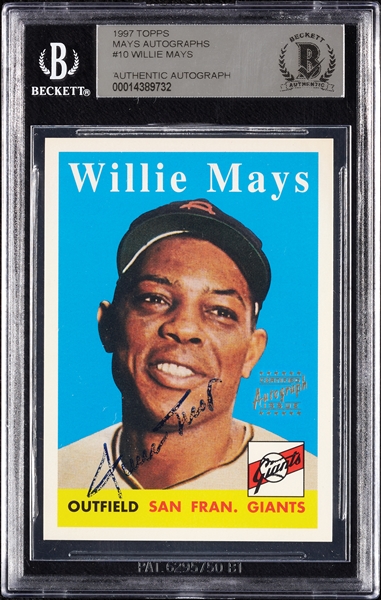 Willie Mays Signed 1997 Topps Mays Autographs No. 10 (BAS)
