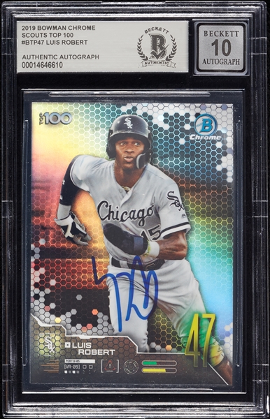 Luis Robert Signed 2019 Bowman Chrome Scouts Top 100 (Graded BAS 10)