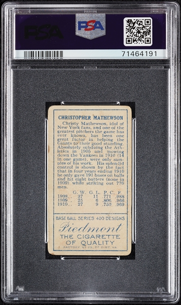 1911 T205 Gold Border Christy Mathewson PSA 1.5