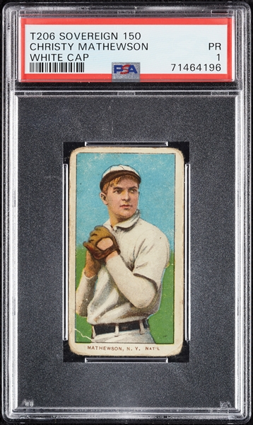 1909-11 T206 Christy Mathewson White Cap (Sovereign 150 Back) PSA 1
