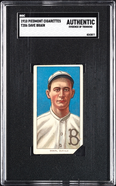 1909-11 T206 Dave Brain SGC Authentic