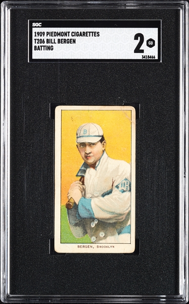 1909-11 T206 Bill Bergen Batting SGC 2
