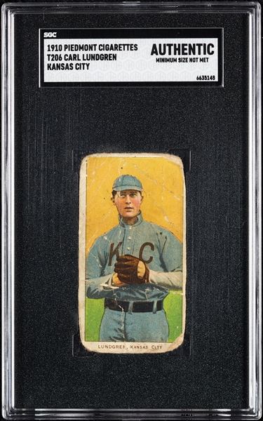 1909-11 T206 Carl Lundgren Kansas City SGC Authentic