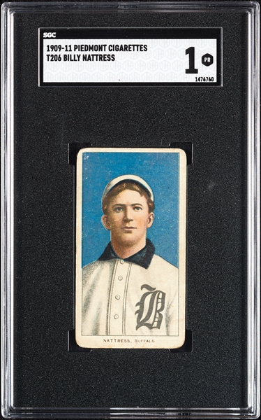 1909-11 T206 Billy Nattress SGC 1