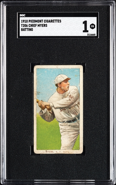 1909-11 T206 Chief Meyers Batting SGC 1