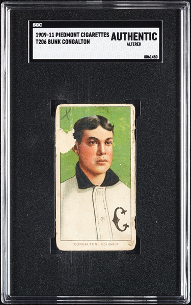 1909-11 T206 Bunk Congalton SGC Authentic