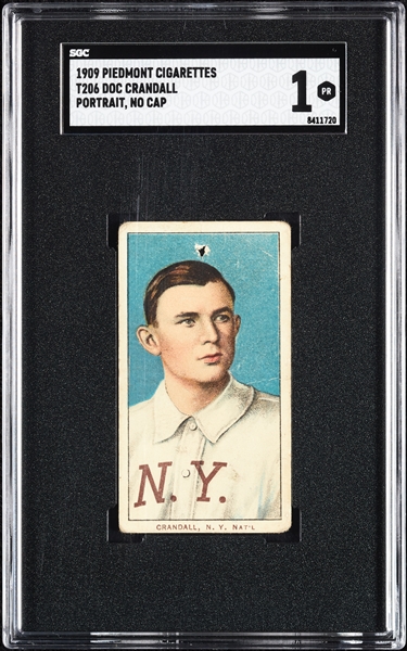 1909-11 T206 Doc Crandall Portrait, No Cap SGC 1