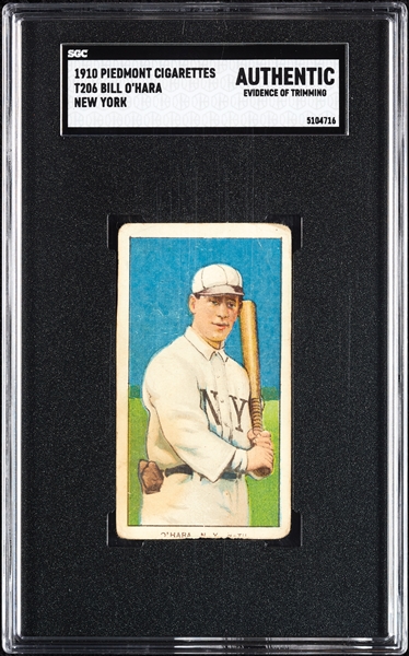 1909-11 T206 Bill O'Hara New York SGC Authentic