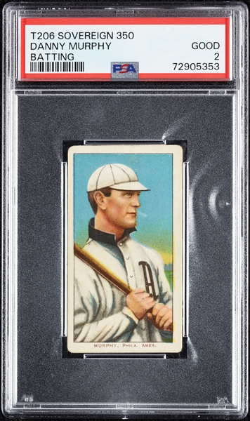 1909-11 T206 Danny Murphy Batting (Sovereign 350 Back) PSA 2