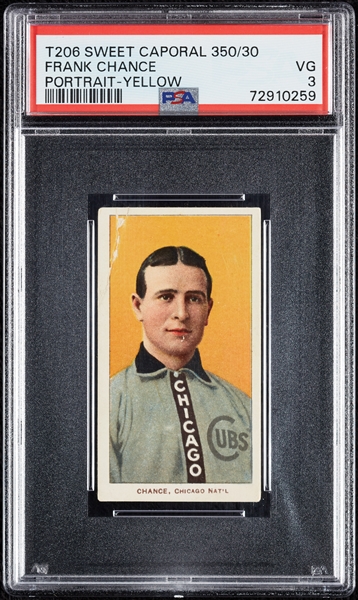 1909-11 T206 Frank Chance Portrait Yellow PSA 3