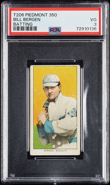 1909-11 T206 Bill Bergen Batting PSA 3