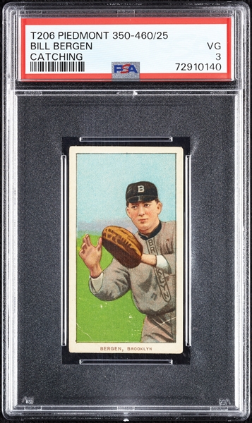 1909-11 T206 Bill Bergen Catching PSA 3