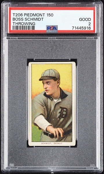 1909-11 T206 Boss Schmidt Throwing PSA 2