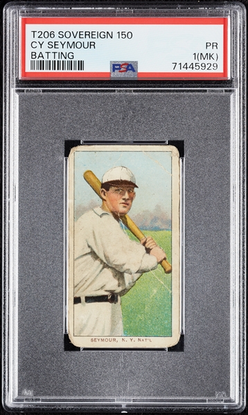 1909-11 T206 Cy Seymour Batting (Sovereign 150 Back) PSA 1 (MK)