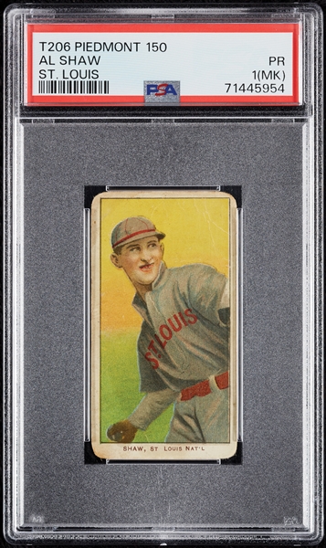 1909-11 T206 Al Shaw St. Louis PSA 1 (MK)