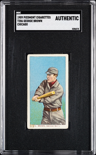 1909-11 T206 George Brown Chicago SGC Authentic