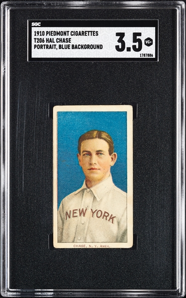 1909-11 T206 Hal Chase Portrait Blue SGC 3.5