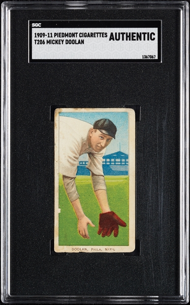 1909-11 T206 Mickey Doolan Fielding SGC Authentic