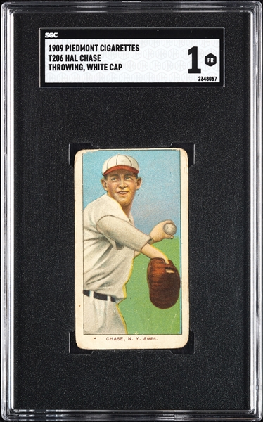 1909-11 T206 Hal Chase Throwing White Cap SGC 1