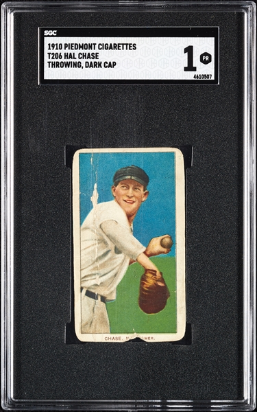 1909-11 T206 Hal Chase Throwing Dark Cap SGC 1