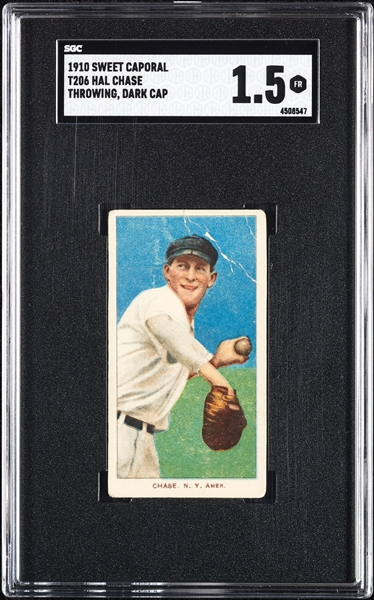 1909-11 T206 Hal Chase Throwing Dark Cap SGC 1.5