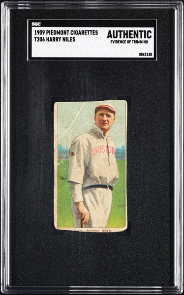 1909-11 T206 Harry Niles SGC Authentic